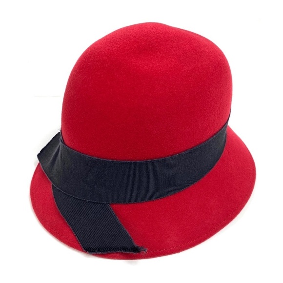 BLOOMINGDALE’S Vintage Felt Classic Cloche Hat in Red - Picture 2 of 9